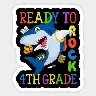 Dabbing 4th Grade Shark Back To School Sticker